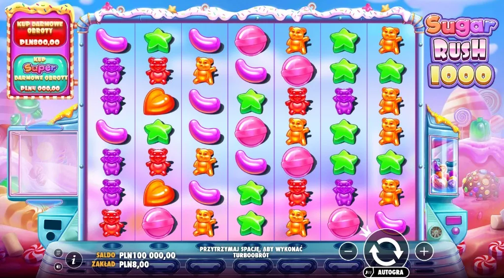 Plansza 7 na 7 w automacie Sugar Rush 1000
